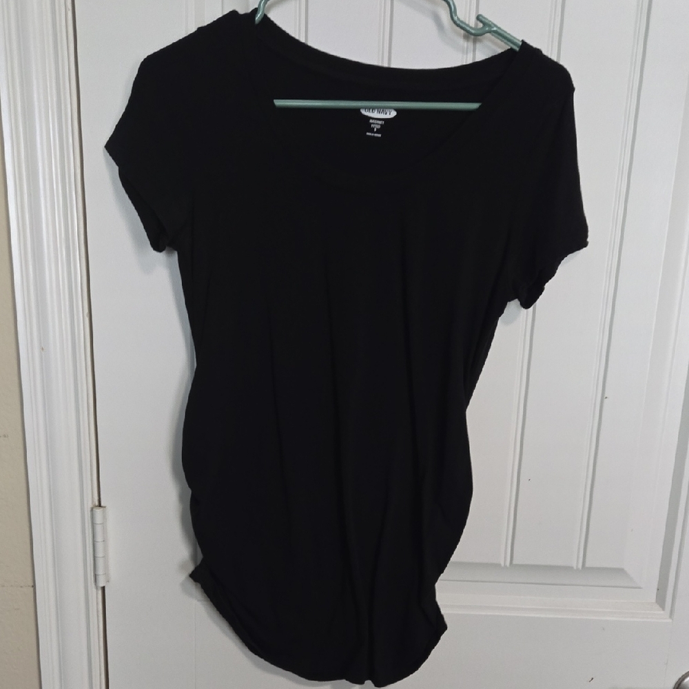 Old Navy Black Scoop Neck Maternity Fitted Short Sleeve T-Shirt